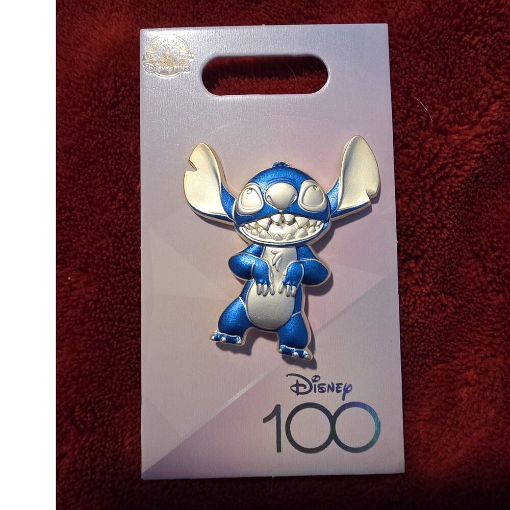 Disney 100 Stitch Pin Platinum Anniversary Lilo & Stitch Collectible New on Card
